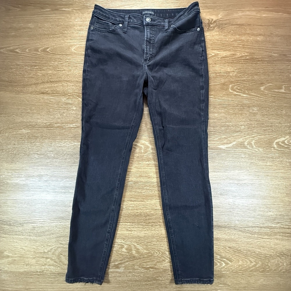 Silver Jeans Co High Note Skinny Women's Black Jeans Modern Stretch Raw Hem W31